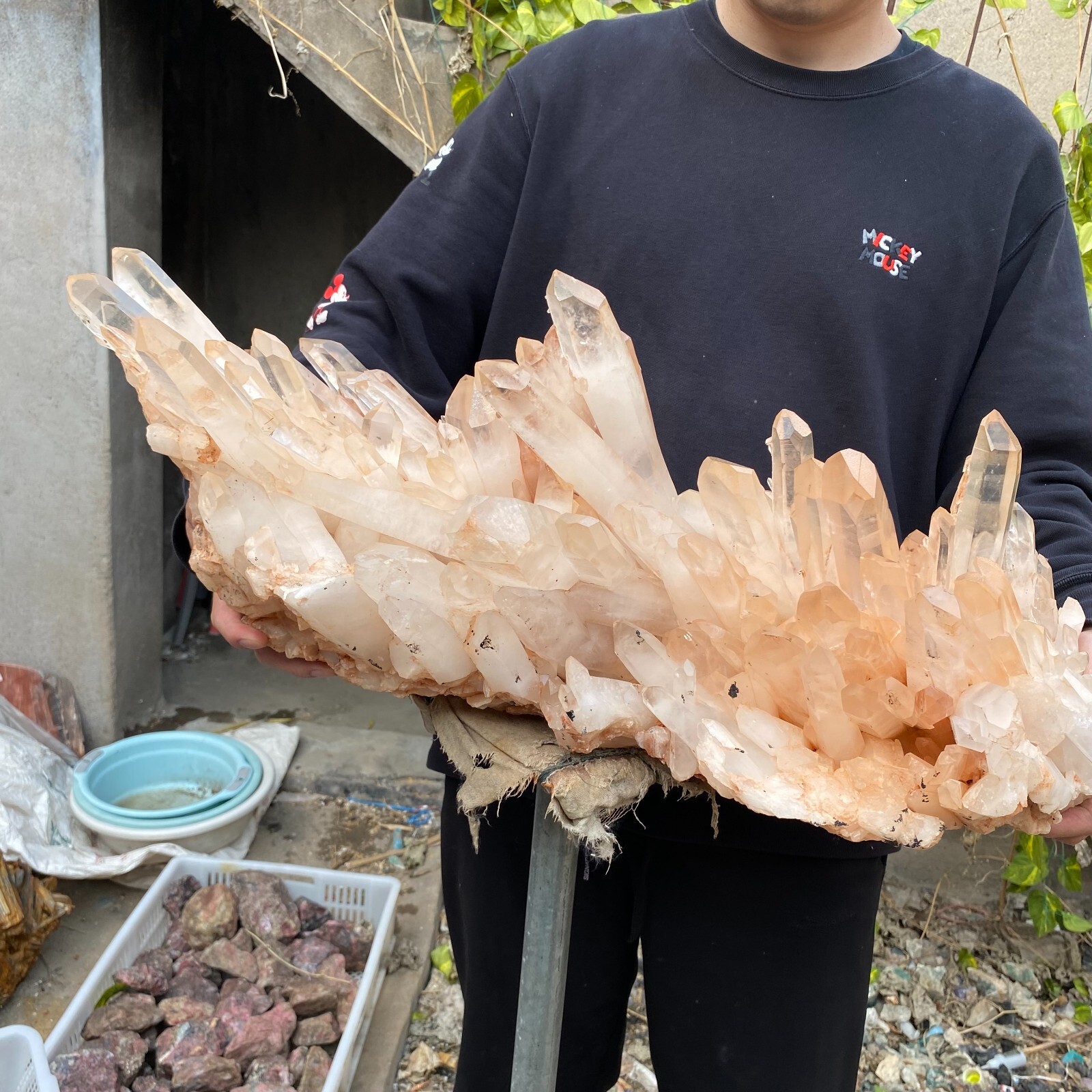 81.6lb Natural Clear White quart Crystal Cluster Raw Healing Specimen