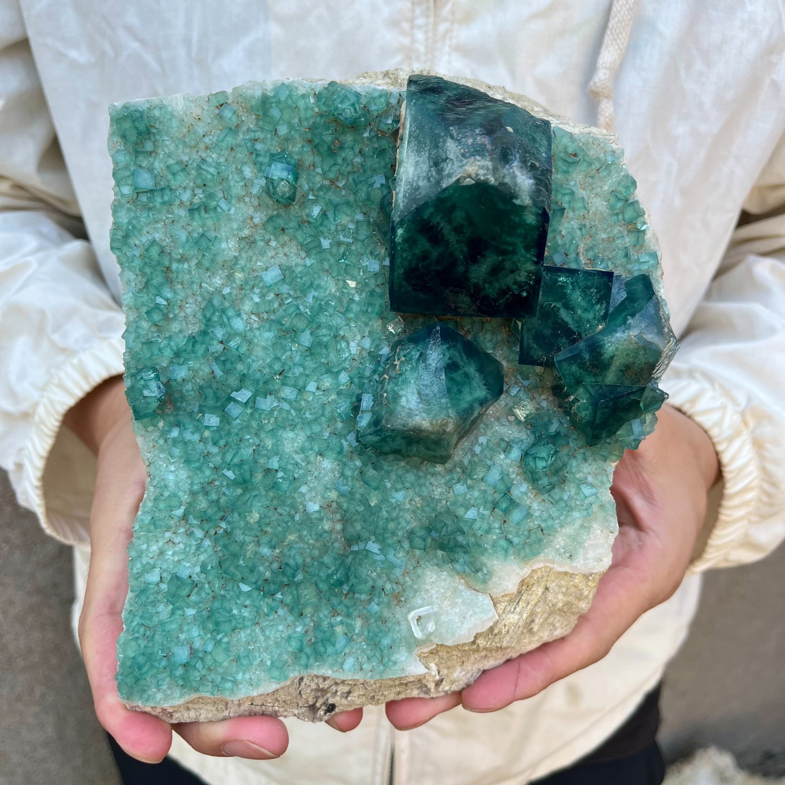 5.5LB Natural cubic green fluorite crystal cluster rough mineral specimen