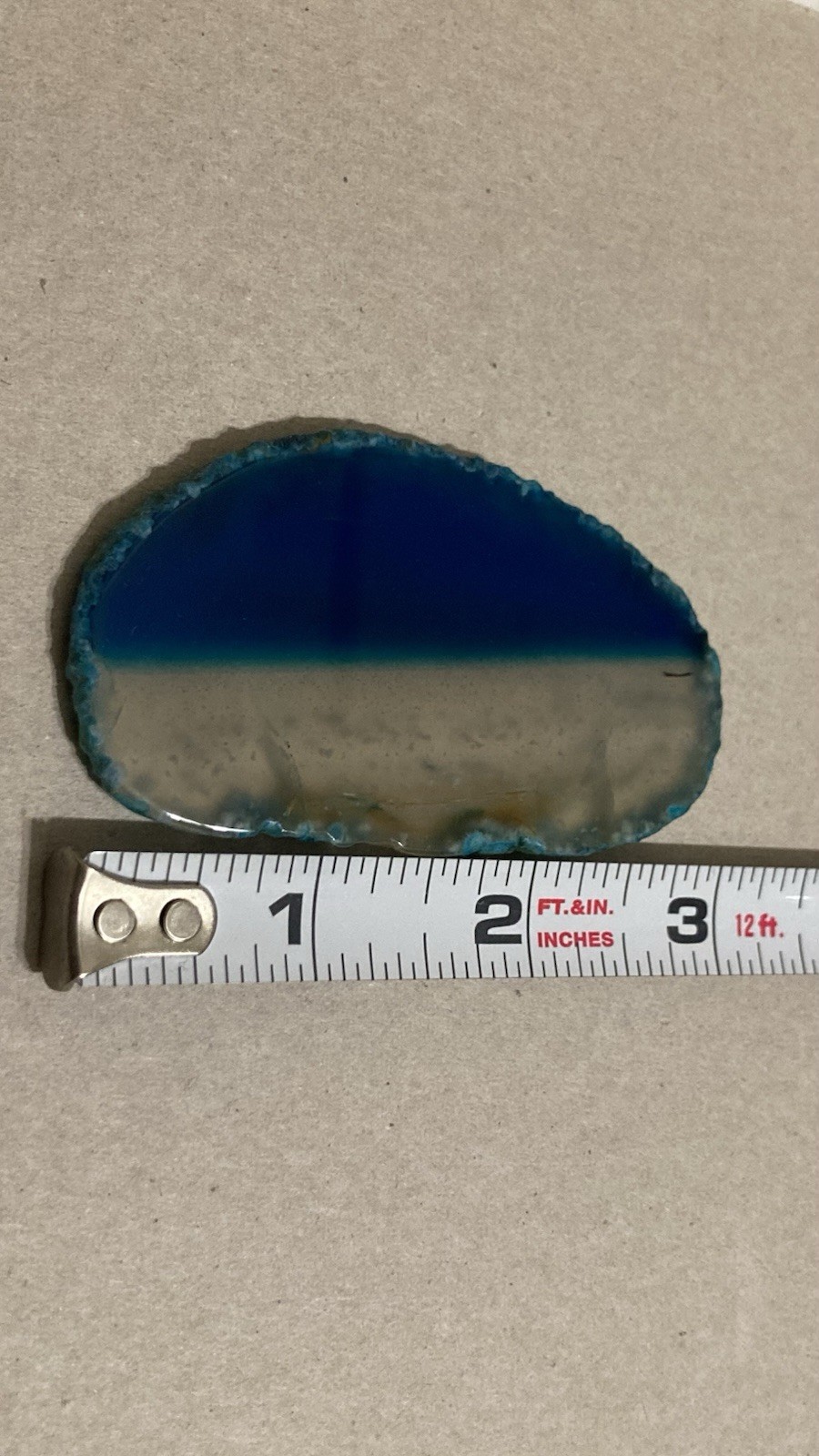 Polished Agate Oval Slice Geode Display Stone Ocean Blue Banded Round Cut Druzy