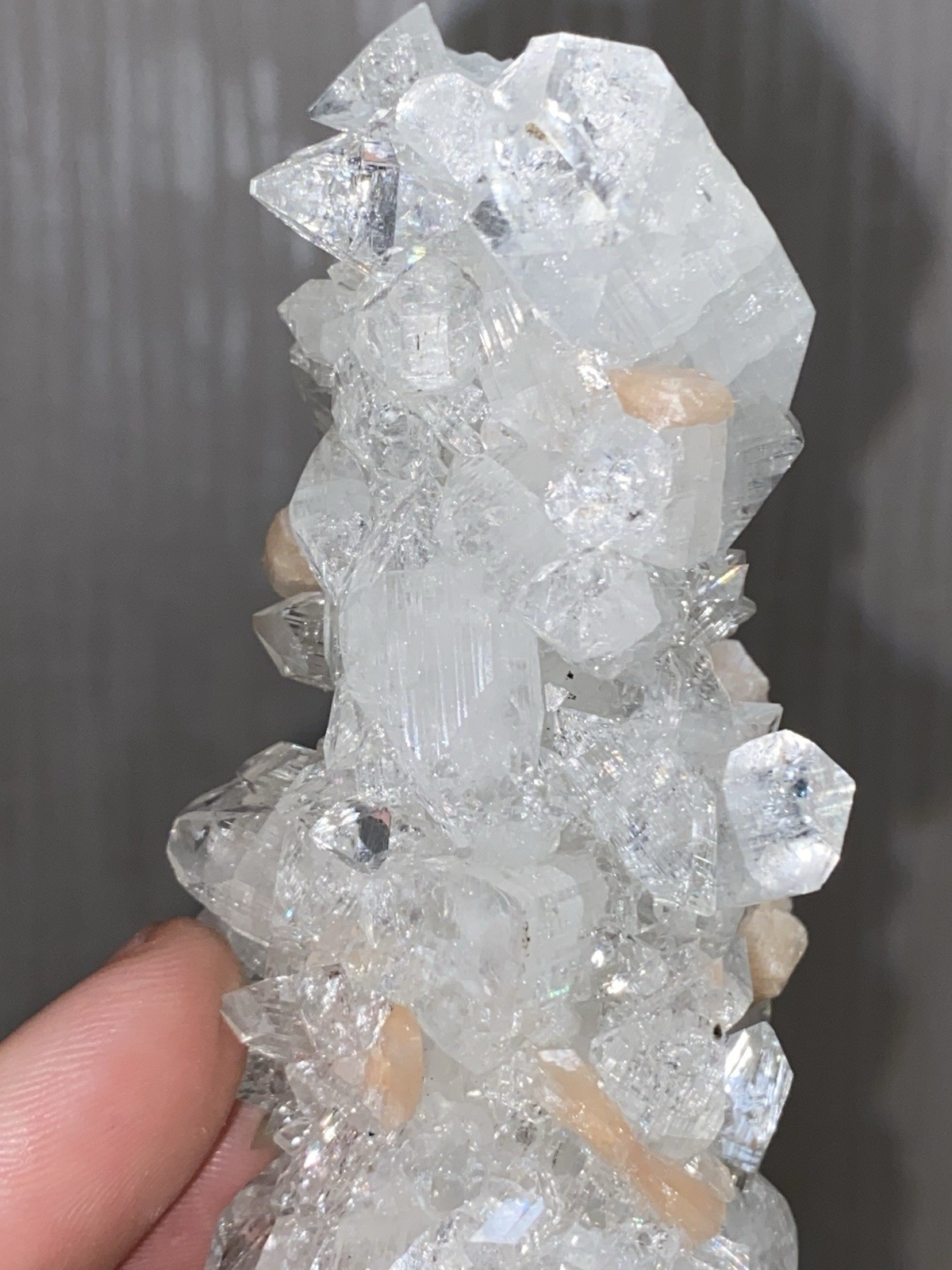 Apophyllite And peach Stilbite Stalactite, Indonesia Minerals
