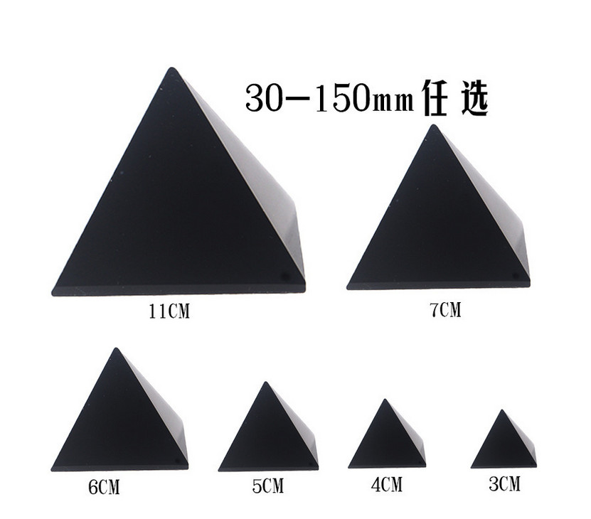 1pc Natural Obsidian Quartz Pyramid Chakra Healing Crystal Energy Tower decor
