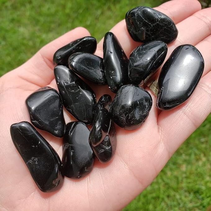 2025NEWFIND 3pcs Large Tumbled Black Tourmaline 5cm Healing Home Decor Gift