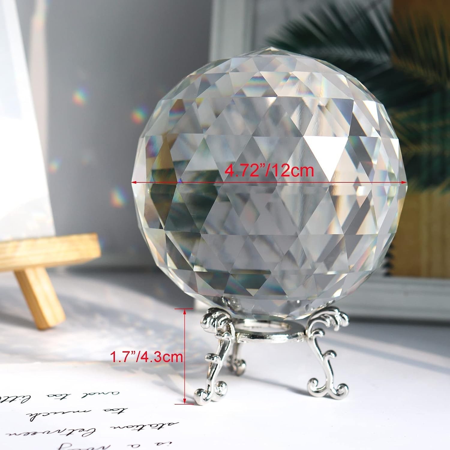 Clear Glass Crystal Ball Prisms with Stand, Window Rainbow Maker Sphere Facet…