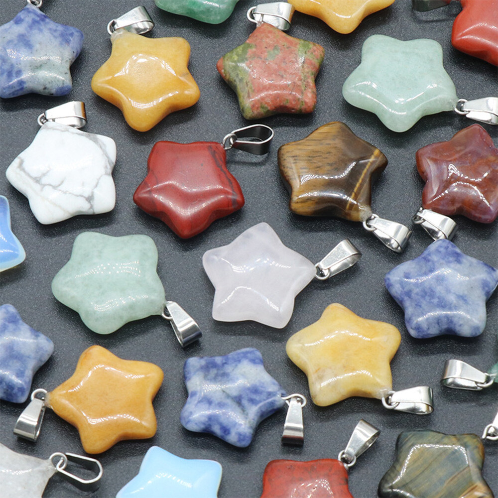 20mm Crystal Star shape Pendant Beads for Jewelry Making Necklace Charm Healing