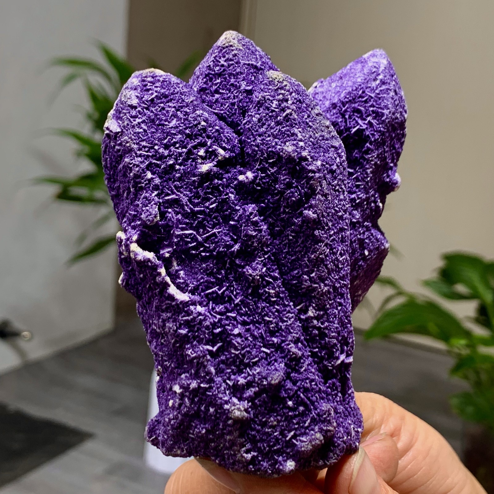 449G Natural purple fluorite wrapped candle crystal cluster mineral crystals