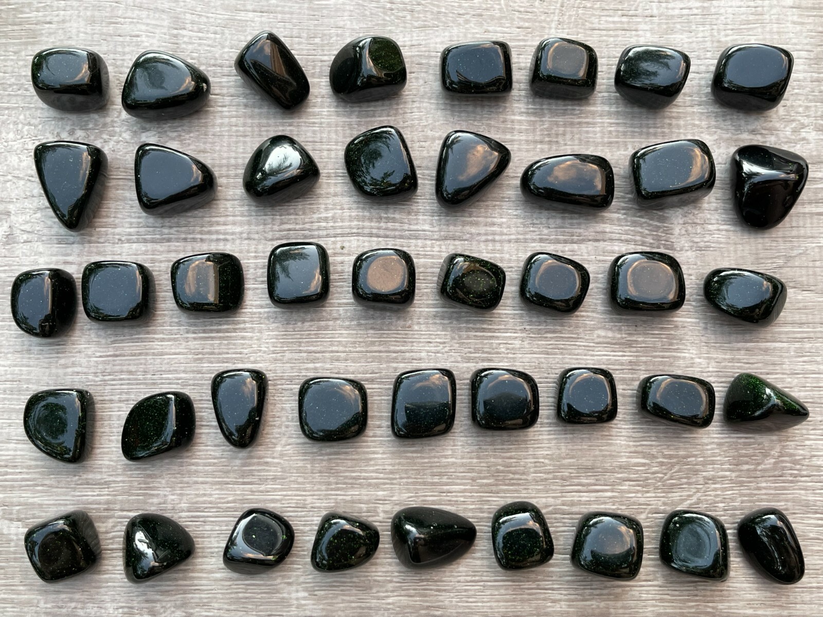 Grade A++ Green Goldstone Tumbled Stones 0.75″ – 1″, Pick How Many