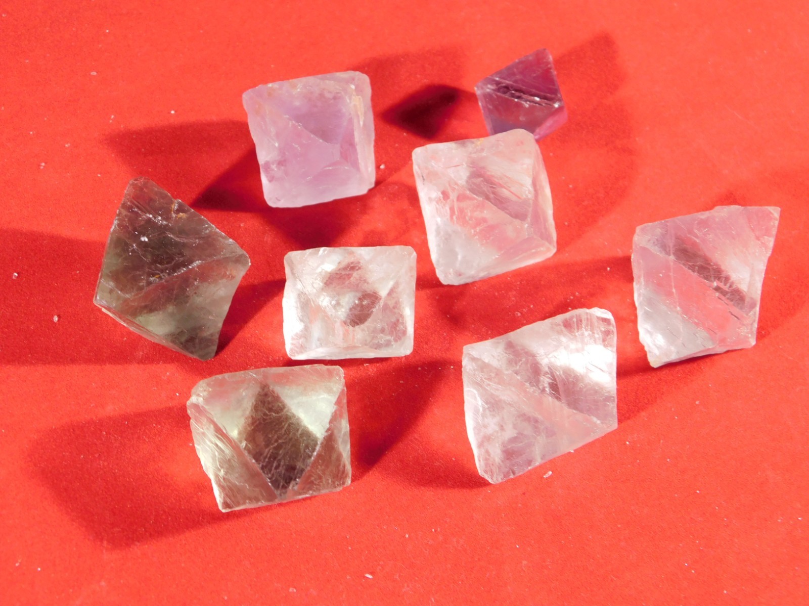 Big Lot of EIGHT! Translucent Octahedron FLUORITE Crystals From China 344gr