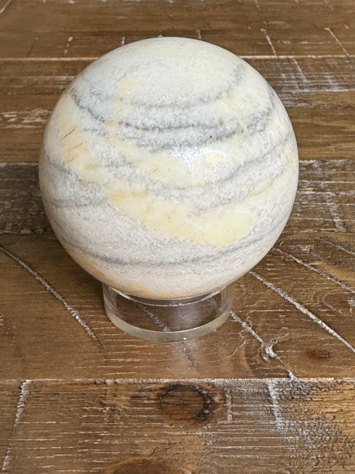 Vintage Zebra Calcite Polished Sphere Orb Office Or Home Decor Paperweight 3” in
