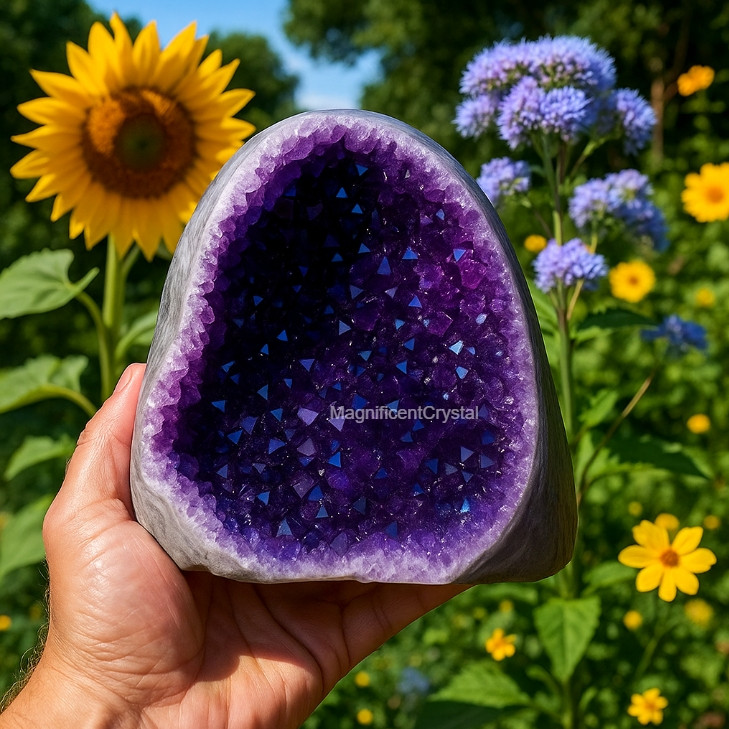 Amethyst Geode Cluster Purple Phantom Quartz Crystal Healing Reiki Art Decor