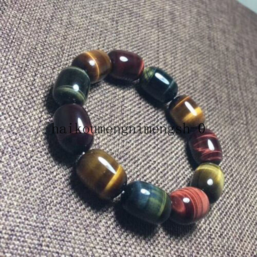 Natural 14x19mm Rainbow Tiger Eye Stone Crystal Bangle Bracelet Reiki Gems Gift
