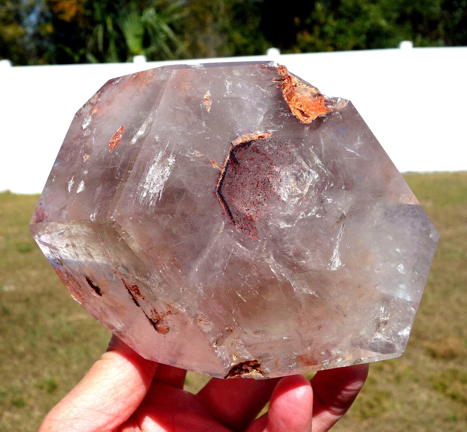 Amethyst Elestial ENHYDRO Water Bubble a RED CLAY Quartz Crystal Point For Sale