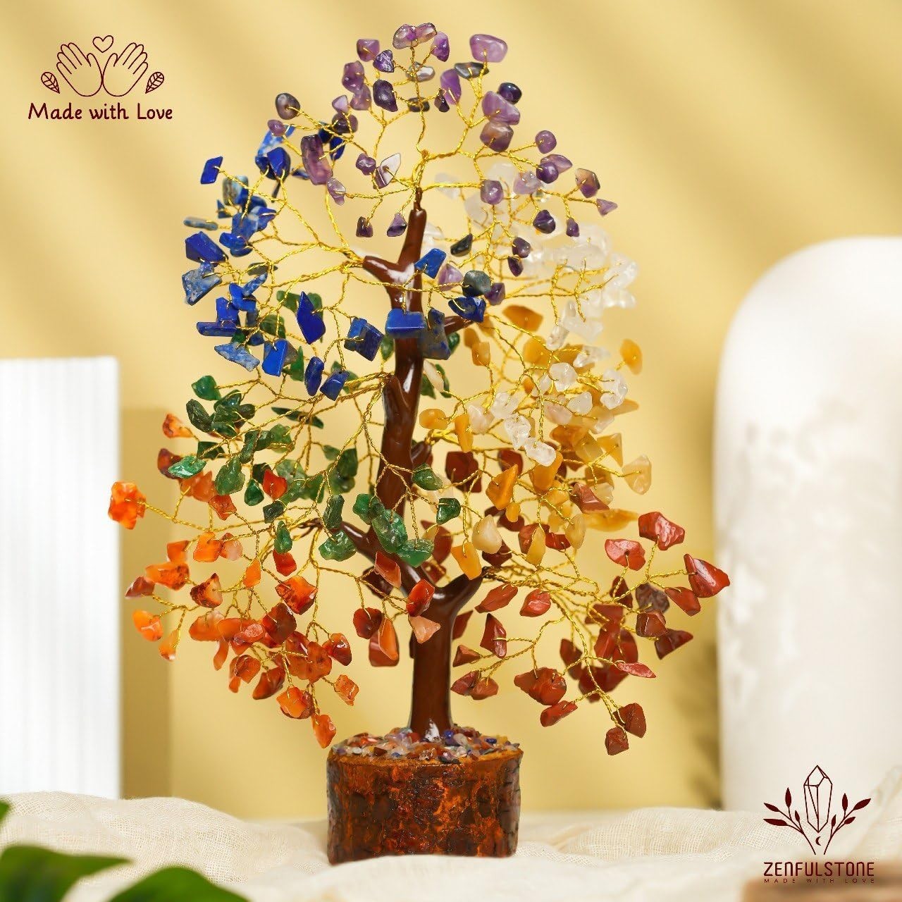 Artistic 10-Inch 7 Chakra Tree of Life Crystal Tree for Mindfulness Spaces