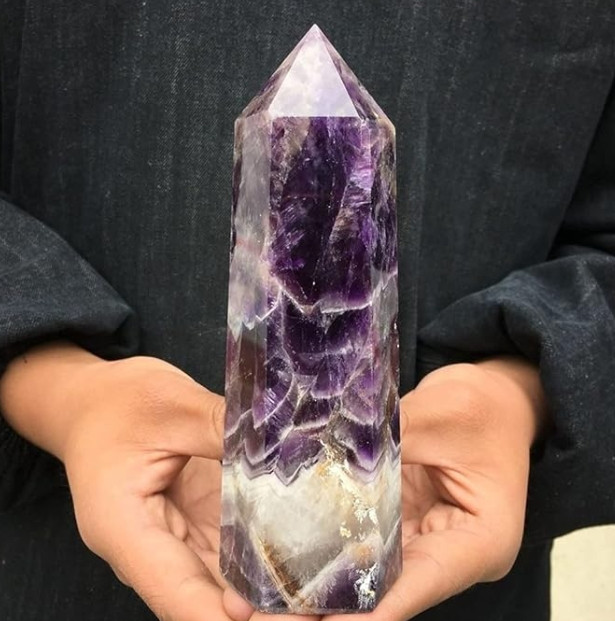 Eco Friendly Chevron Amethyst Purple Crystal Tower Point Home Car Deco Gift Idea