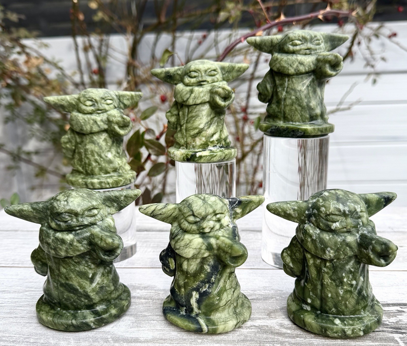 Wholesale Lot 6 Pcs Natural Nephrite Jade Baby Yoda 8cm Healing Energy