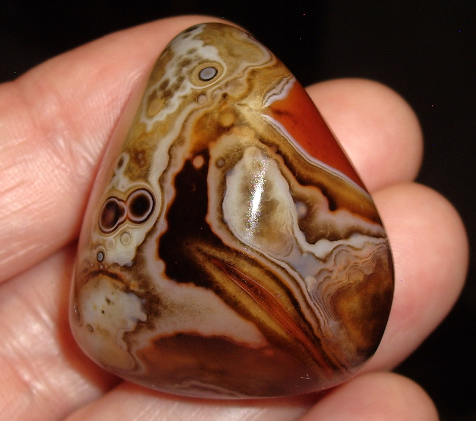 Translucent Carnelian Banded Eye Agate Polished Pebble from Madagascar 28.5g