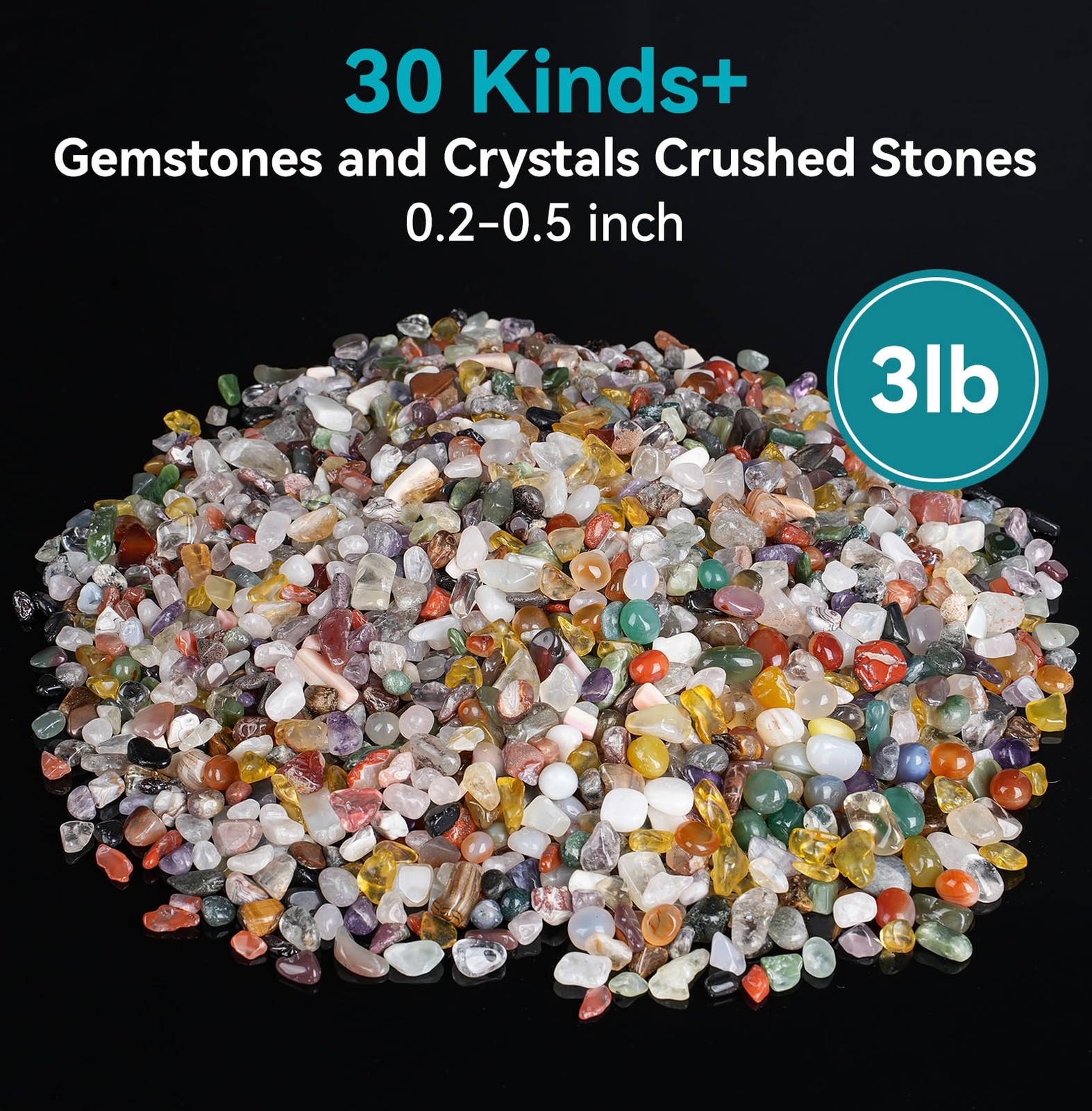 (3lb) Gemstones and Crystals Set, 30 Kinds+ Crystals Minerals Science Kit