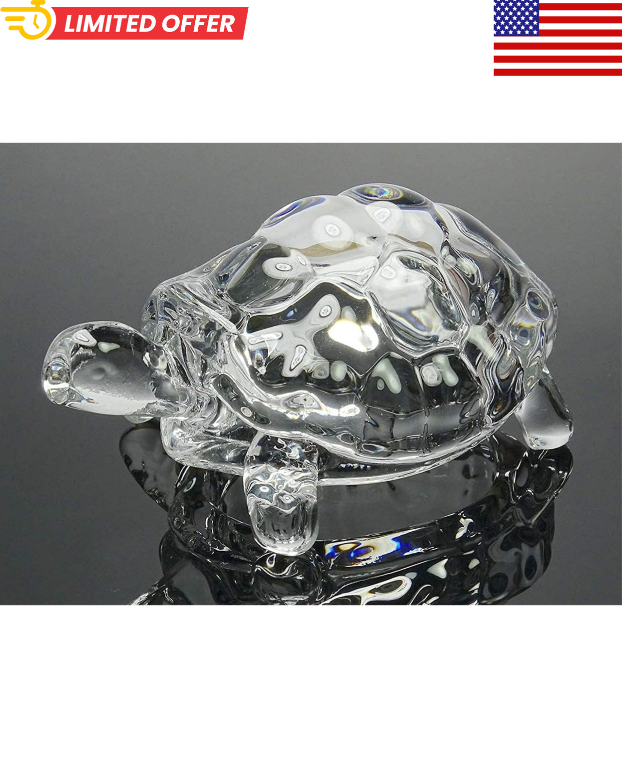 Clear Crystal Turtle Feng Shui Lucky Wealth Prosperity Home Decor Gift Small