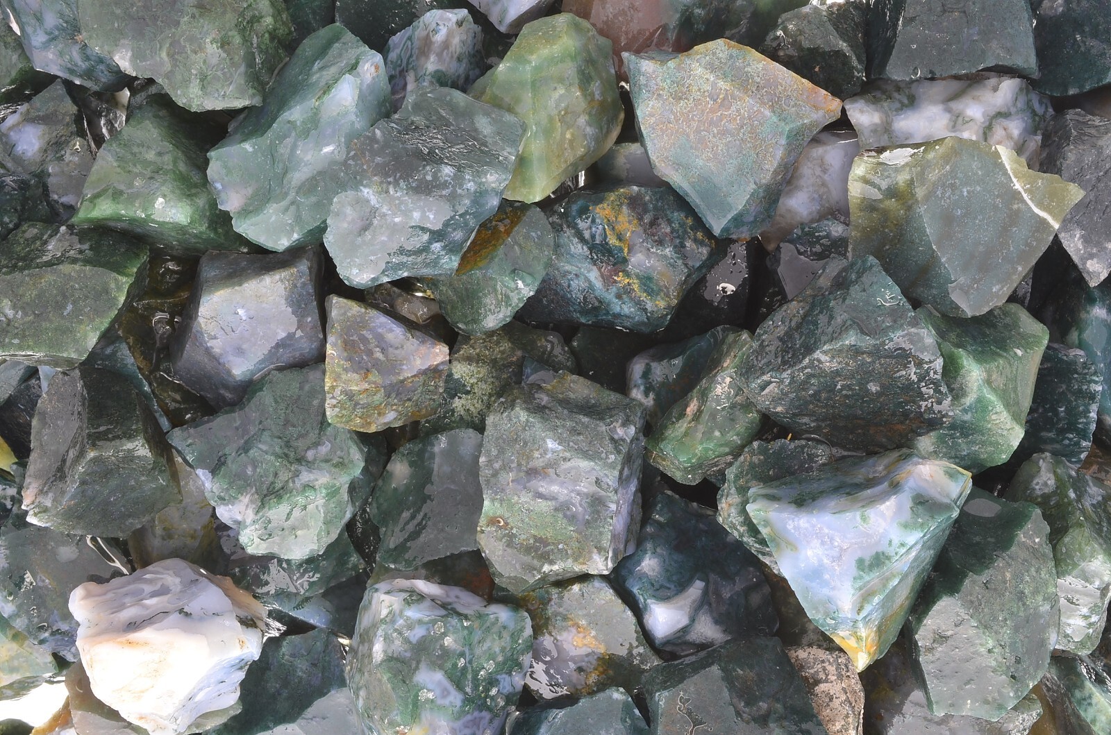 1/4 lb Green Moss Agate Rough Stones – Natural Crystal Mineral Rock Tumbling