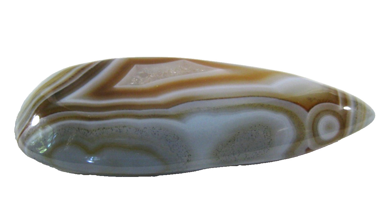 Madagascar Agate Polished Long Pear or Palm Stone 80 mm x 34 mm 62 g