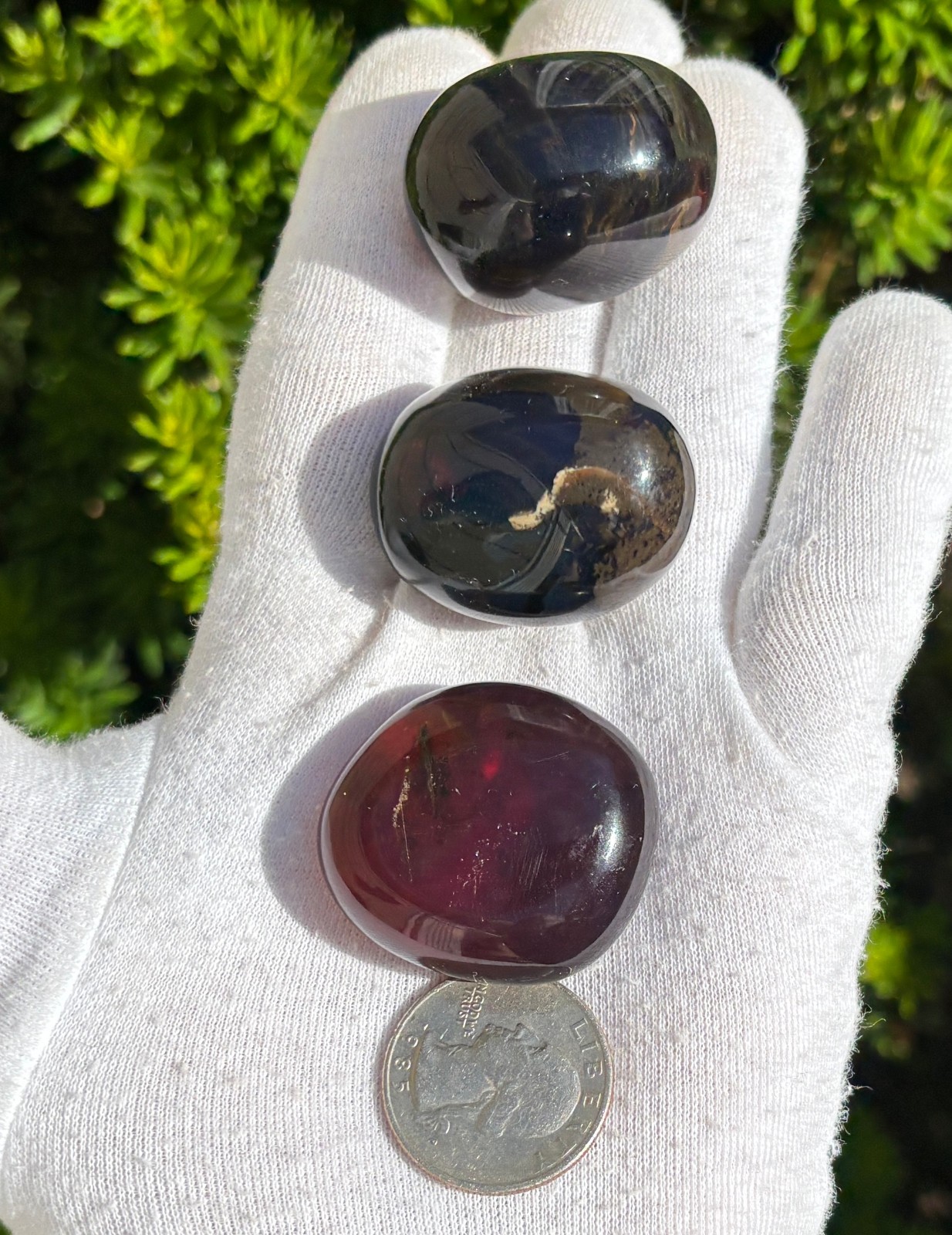 38g LOT 3 AUTHENTIC BLUE AMBER TUMBLE STONES TUMBLES STONE