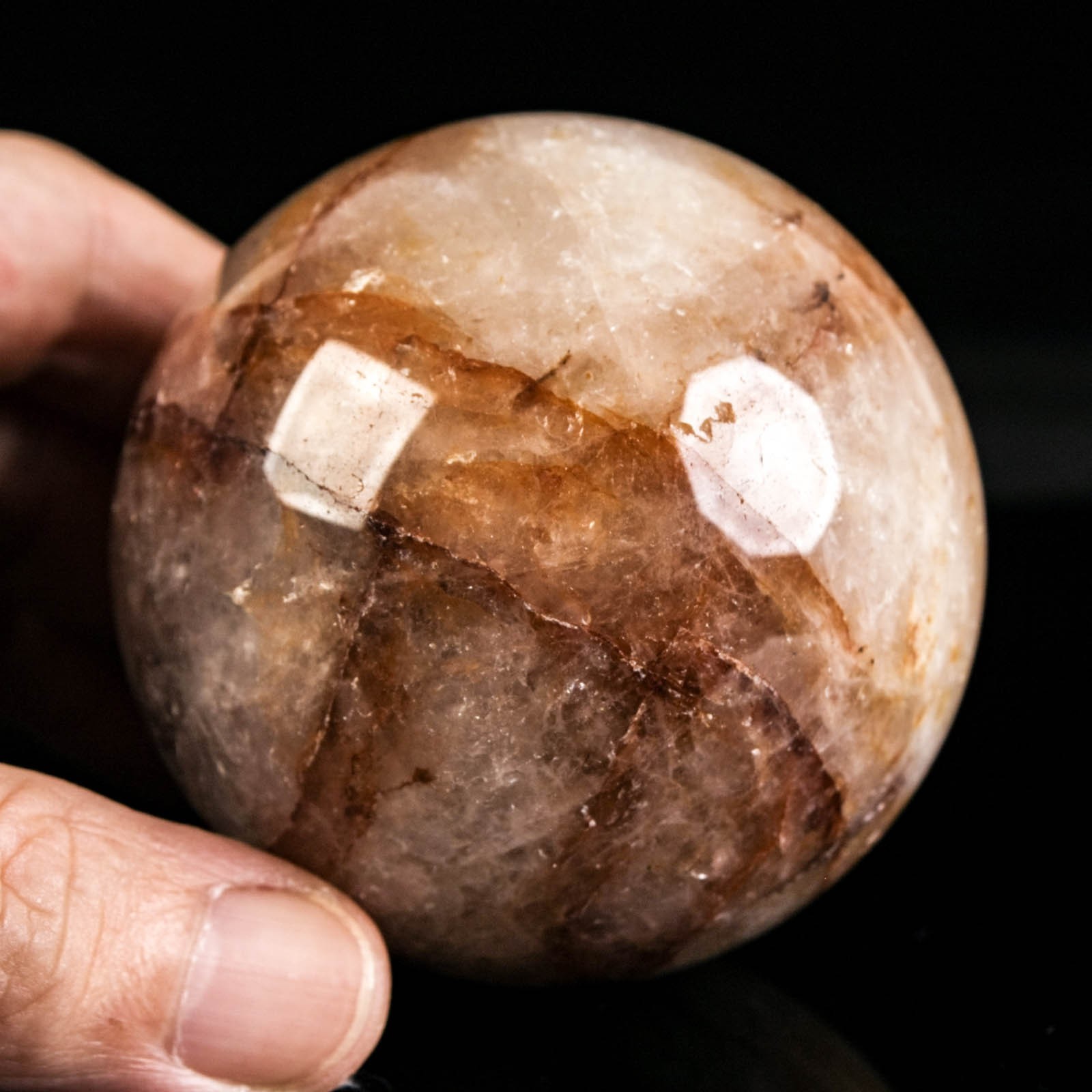2.5″ 13.09oz Fire Quartz Sphere Natural Hematoid Quartz Crystal Ball Specimen