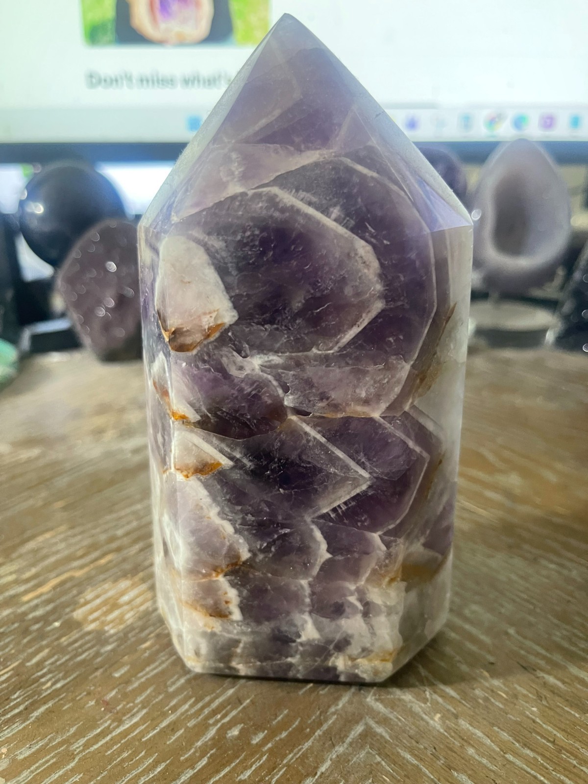 3 LB Natural Dream Amethyst Crystal Tower Obelisk Point Reiki Healing Free Ship!