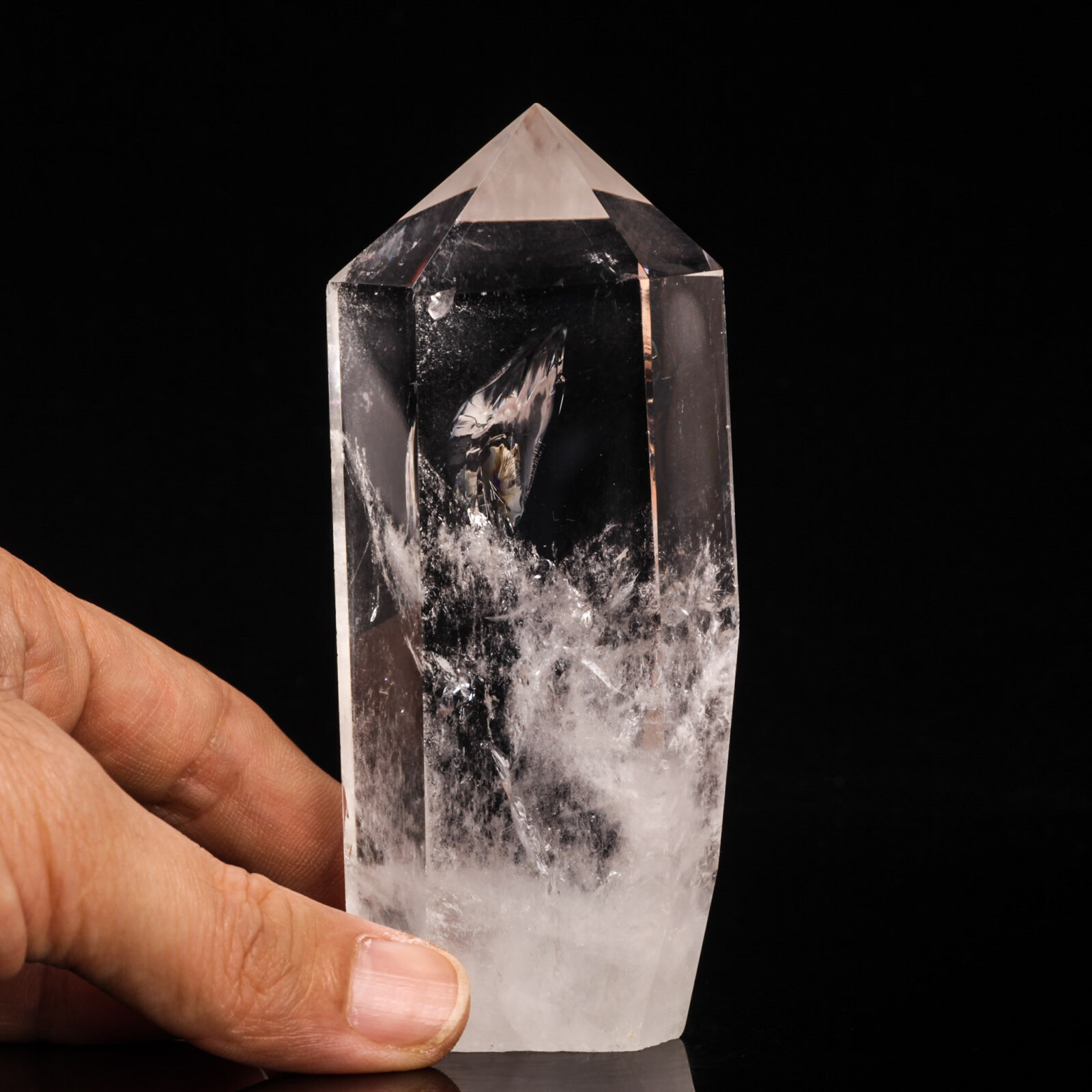 317g110mm Natural Rainbow Clear Quartz Crystal Point/Tower Healing Chakra Decor