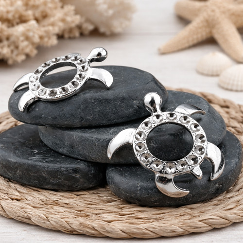 Silver Plated Alloy Turtle Sphere Stand Crystal Display Holder Spiritual Decor