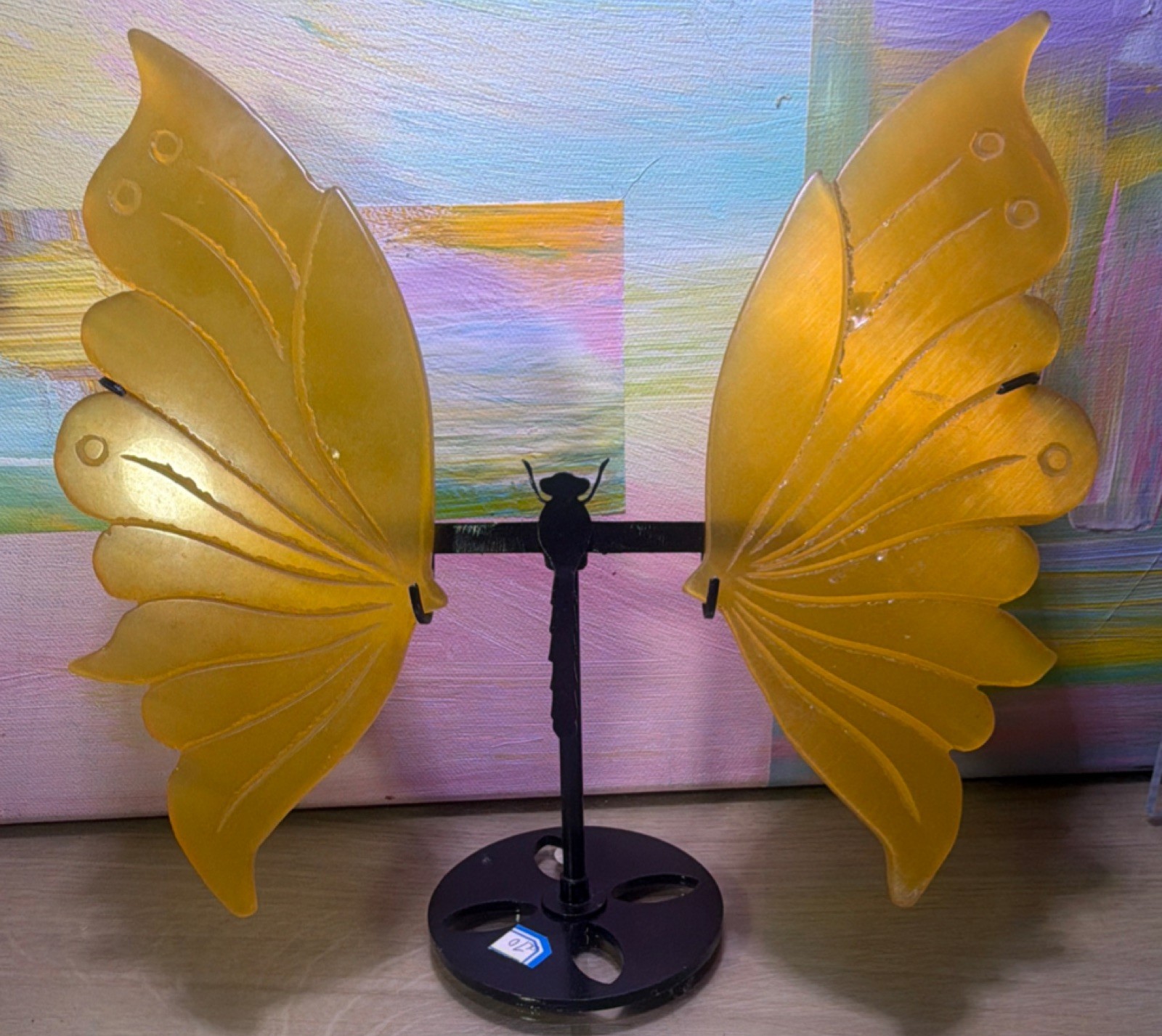 Cristal stone honeycomb dragonfly wings 12″ x 10″ ￼with stand