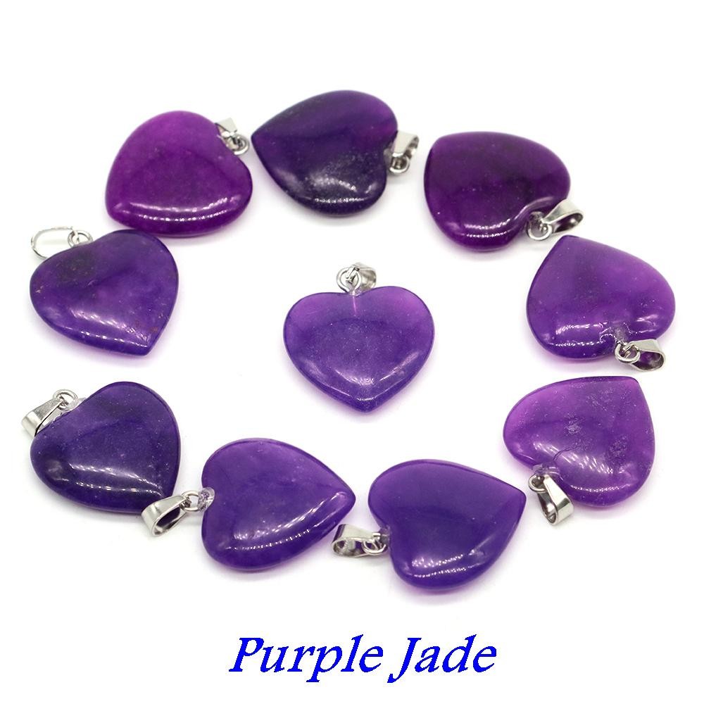 Wholesale 10pcs Assorted Nature Stone Heart Charms Pendants for Jewelry 20mm