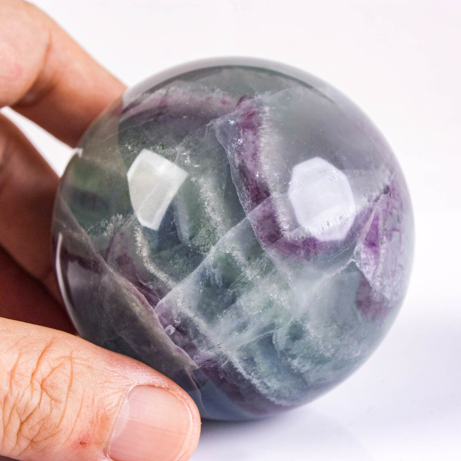 2.6″ 15.9oz Rainbow Fluorite Sphere Crystal Ball Natural Banded Mineral Specimen