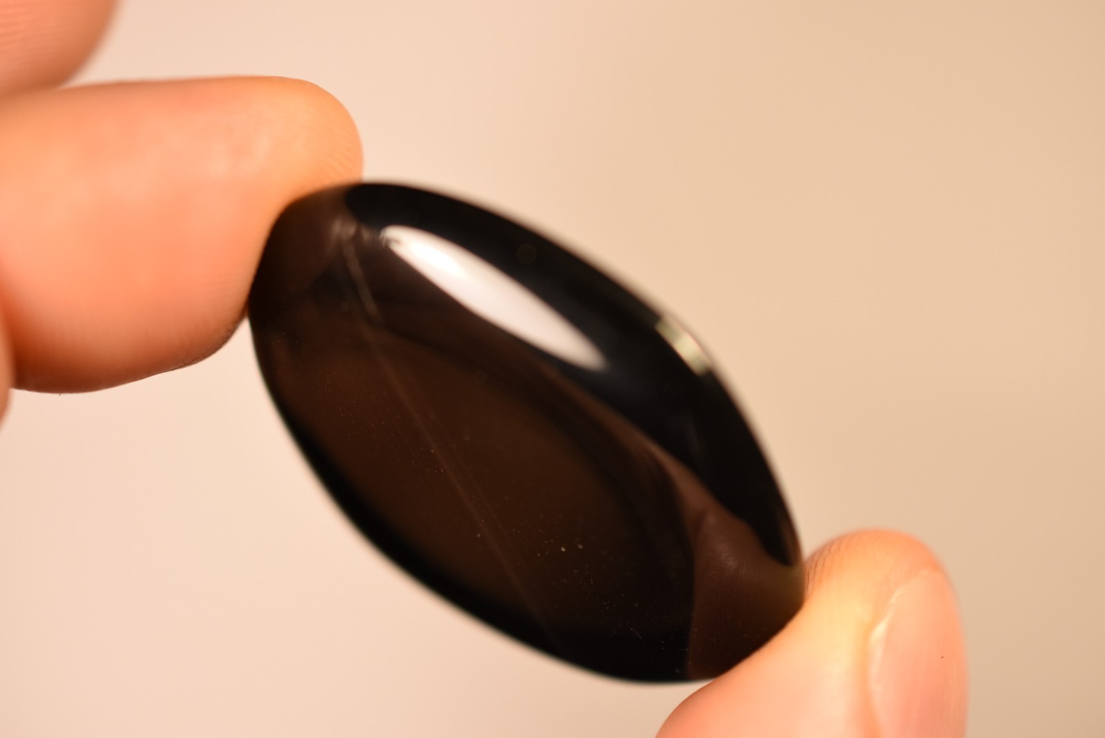 *BLACK ONYX* Palm Stone 3.9cm 13g Natural Stone Flat Thumb Worry