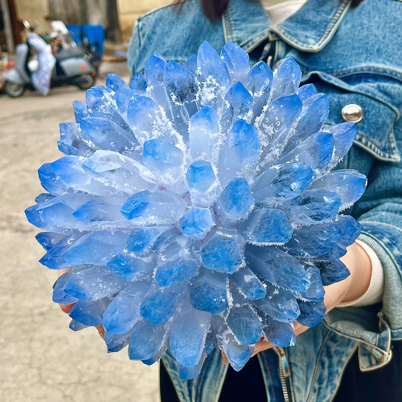 11.9LB eatiful blue Tibetan Ghost phantom Quartz Crystal Cluster Specimen