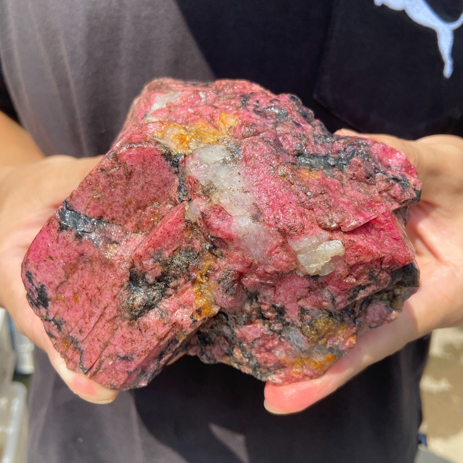 2.4LB Raw Ore Red Black Rhodonite Quartz Gemstone Mineral Specimen healing