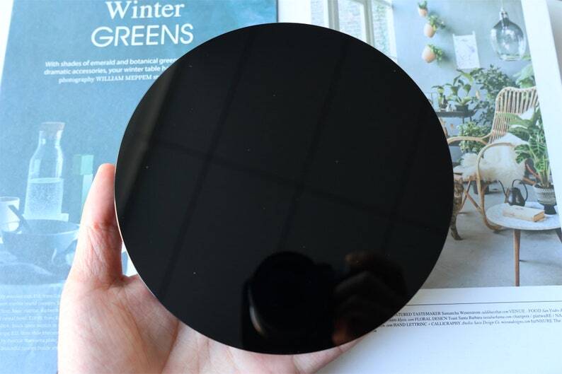 Natural Obsidian Mirror Obsidian Wafer Crystal Disk Reiki Heal + Free Stand
