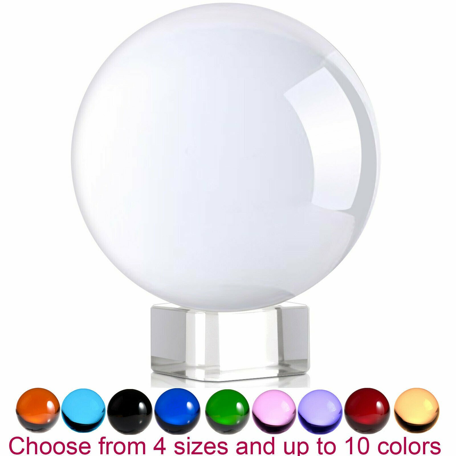 Meditation K9 Crystal Ball with Square Crystal Stand and Gift Box