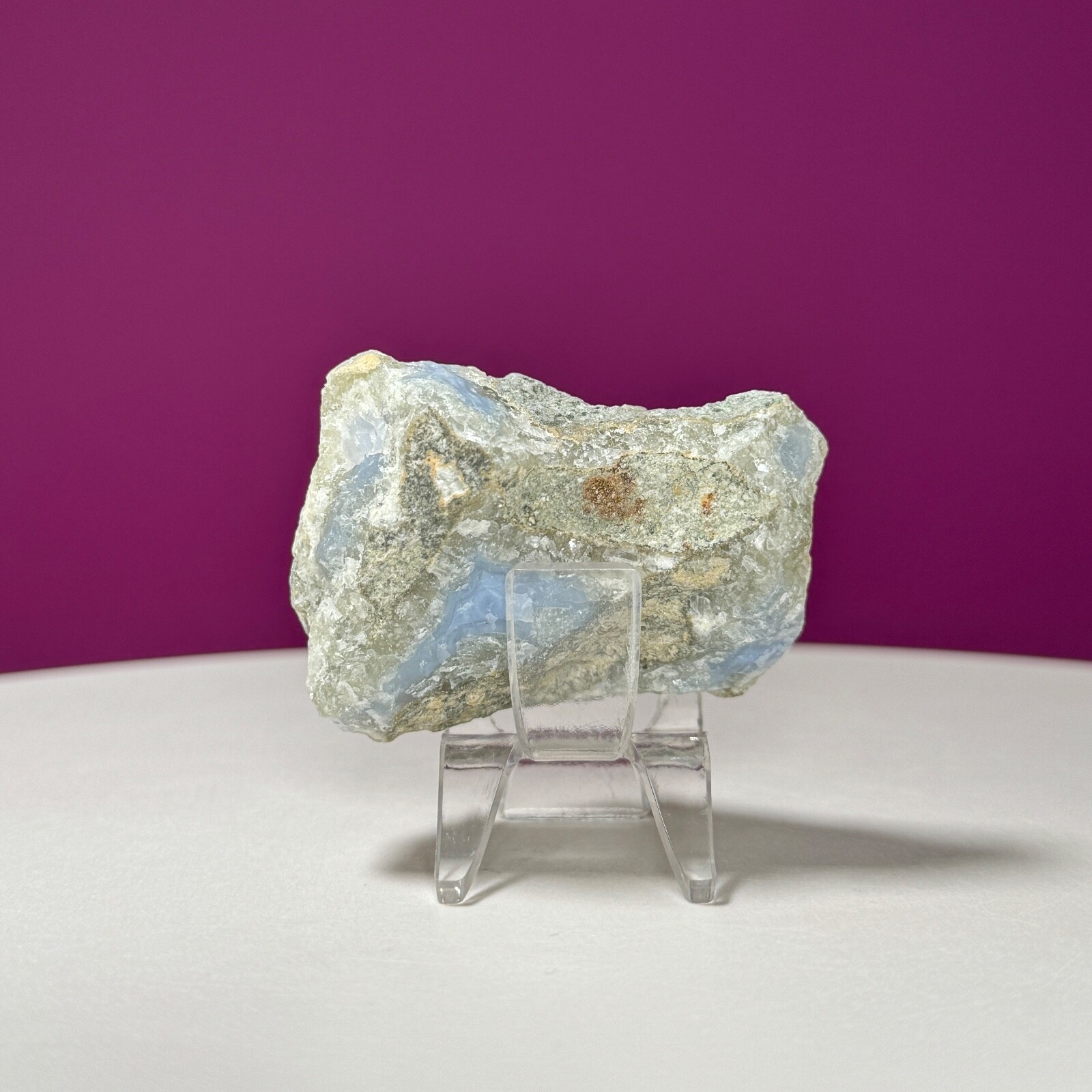 Blue Lace Agate Specimen (Includes Acrylic Stand)