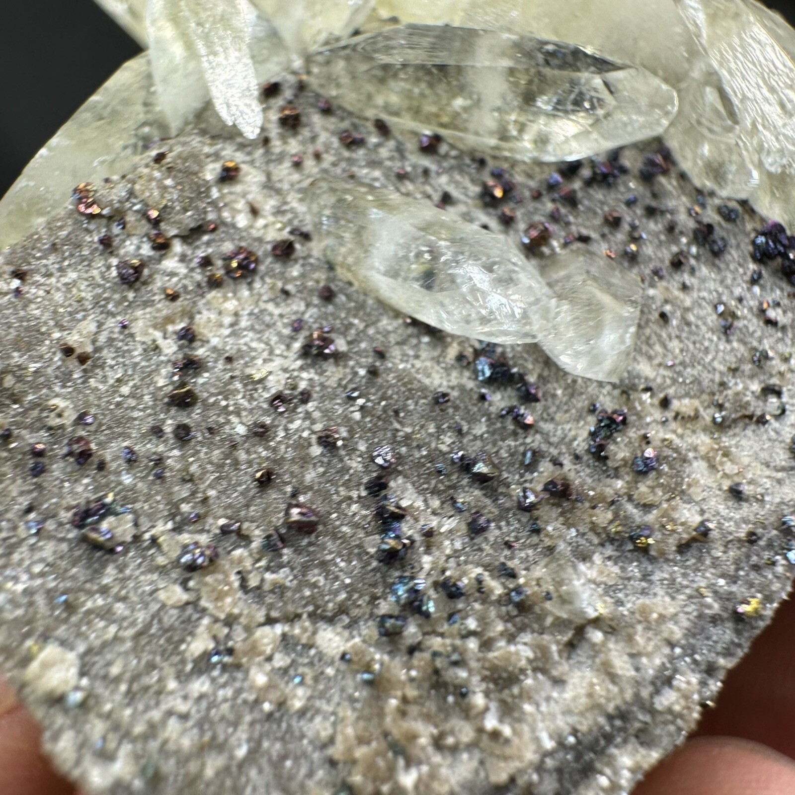 Golden Calcite Crystals with Chalcopyrite on Matrix / Missouri