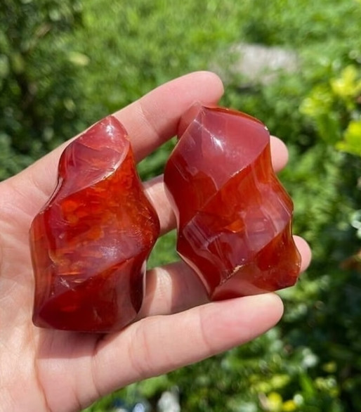 Natural Healing Red Agate Flame Carving Carnelian Tower Reiki Crystal Deco