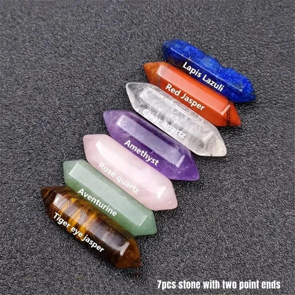 14pcs Pointed Quartz Crystal Chakra Healing Stones and Crystals Set Hexagon Rose