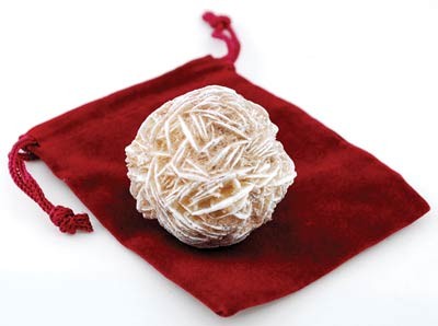 Desert Rose Small 1″ Selenite Barite Stone Flower w Pouch, Each Varies Naturally