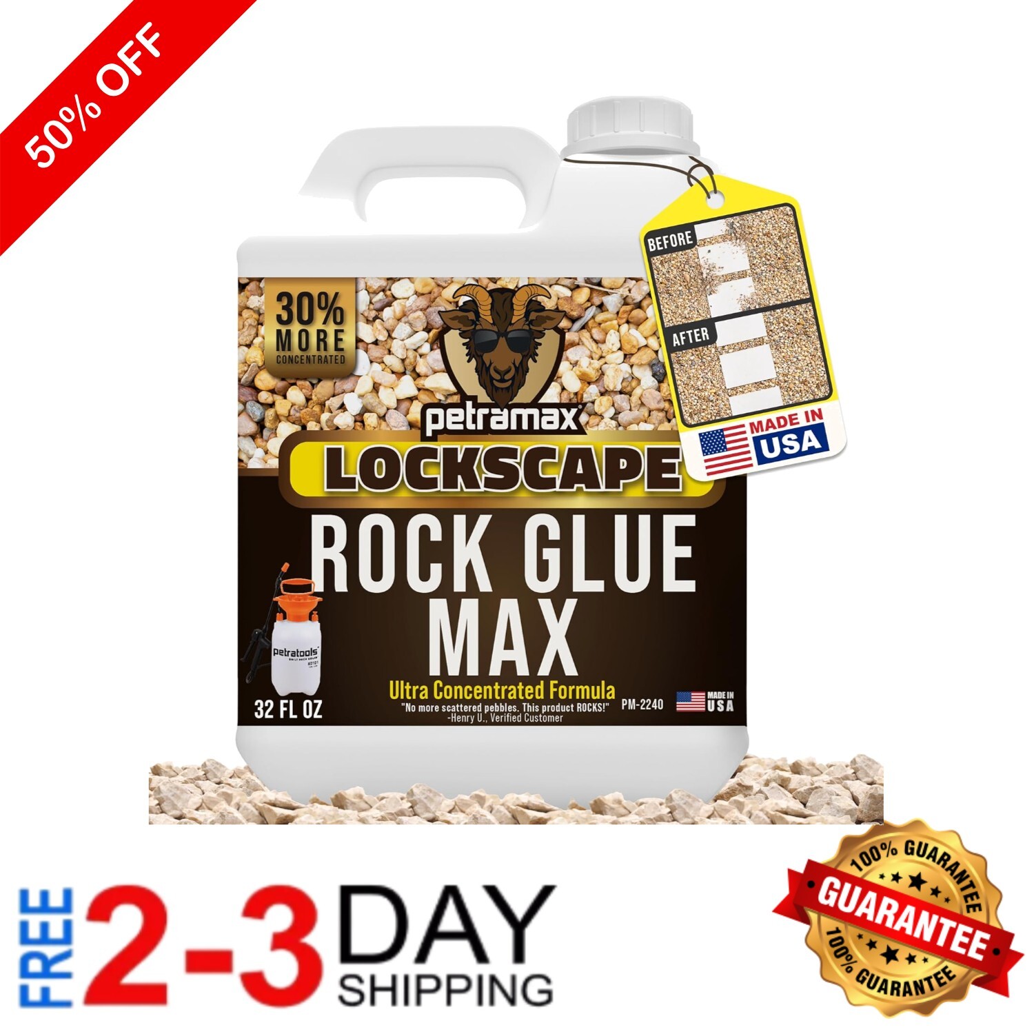 Max Rock Glue 32oz – Strong Adhesive for Landscape Stability & Erosion Control