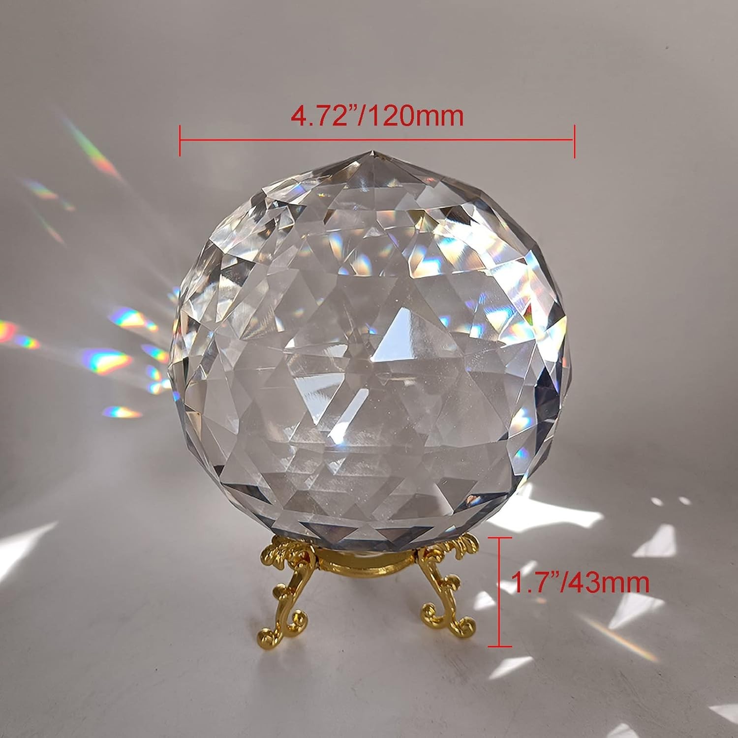 Clear Glass Crystal Ball Prisms W/ Stand Window Rainbow Maker Sphere Faceted