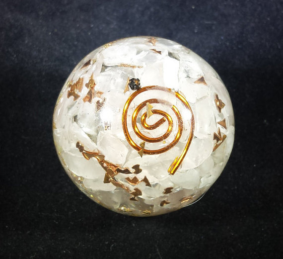 MEDIUM (40-50mm) ROSE QUARTZ ORGONE GEMSTONE SPHERE ORGONITE SPHERE