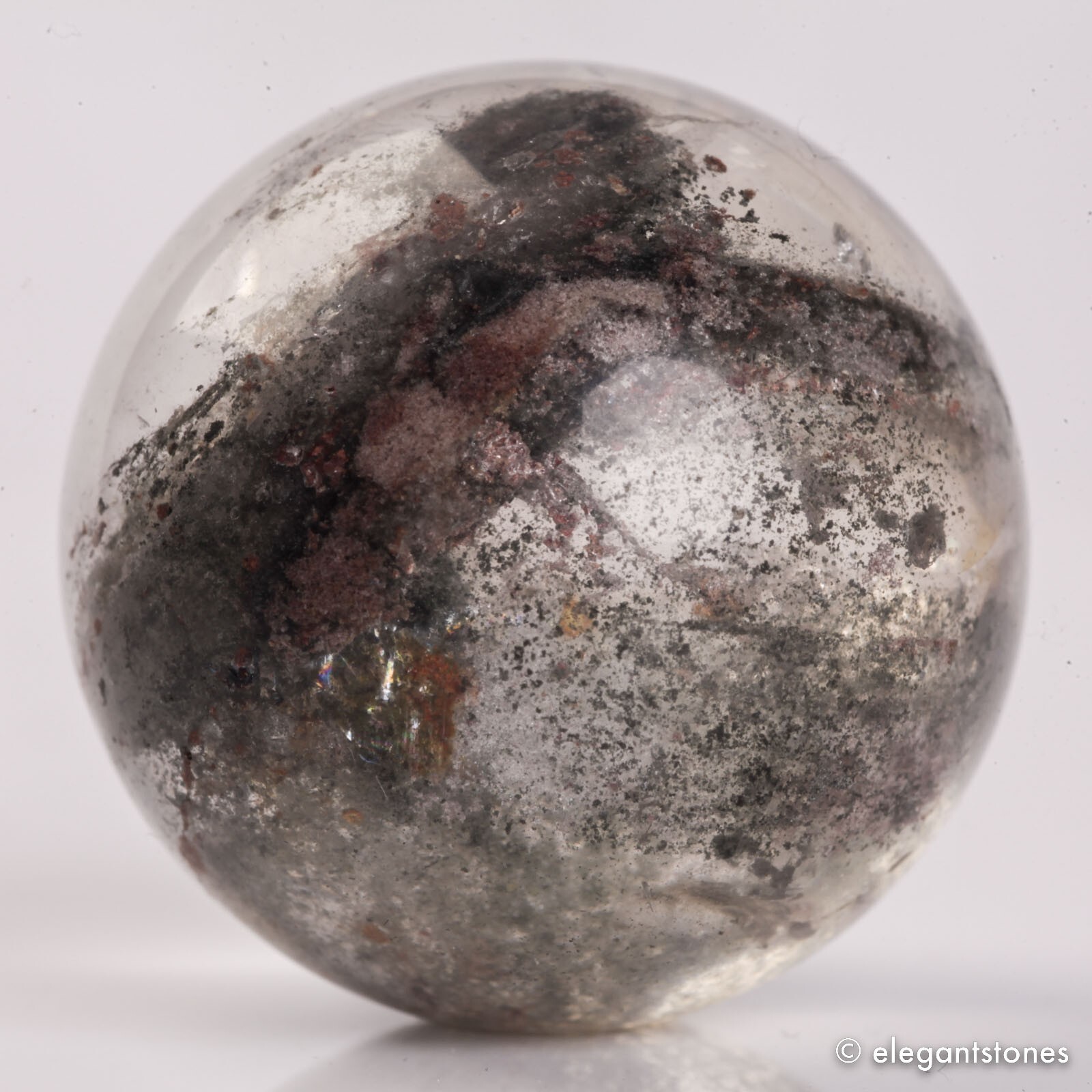 48g32mm Natural Garden/Phantom/Ghost/Lodolite Quartz Crystal Sphere Healing Ball