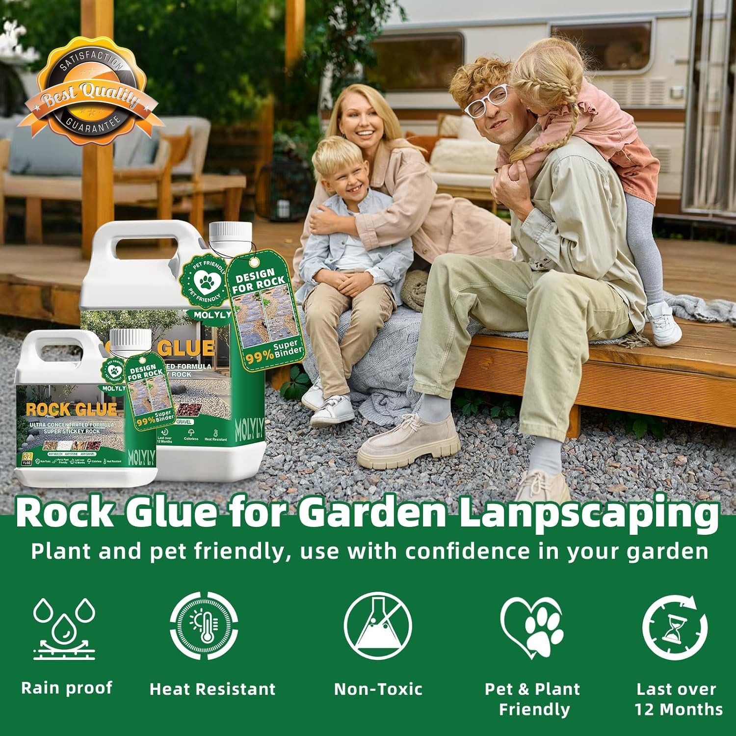 2 Gallon Rock Glue Mulch Gravel Binder Stone Adhesive Landscape