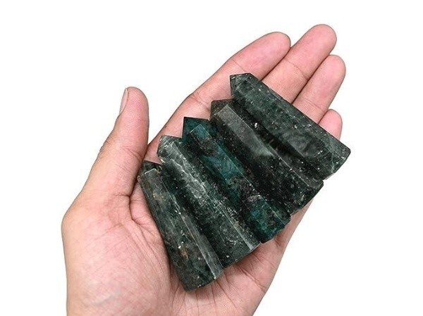 5Pcs Set Natural Chrome Diopside Crystal Points Home Office Table Decor 3-4inch