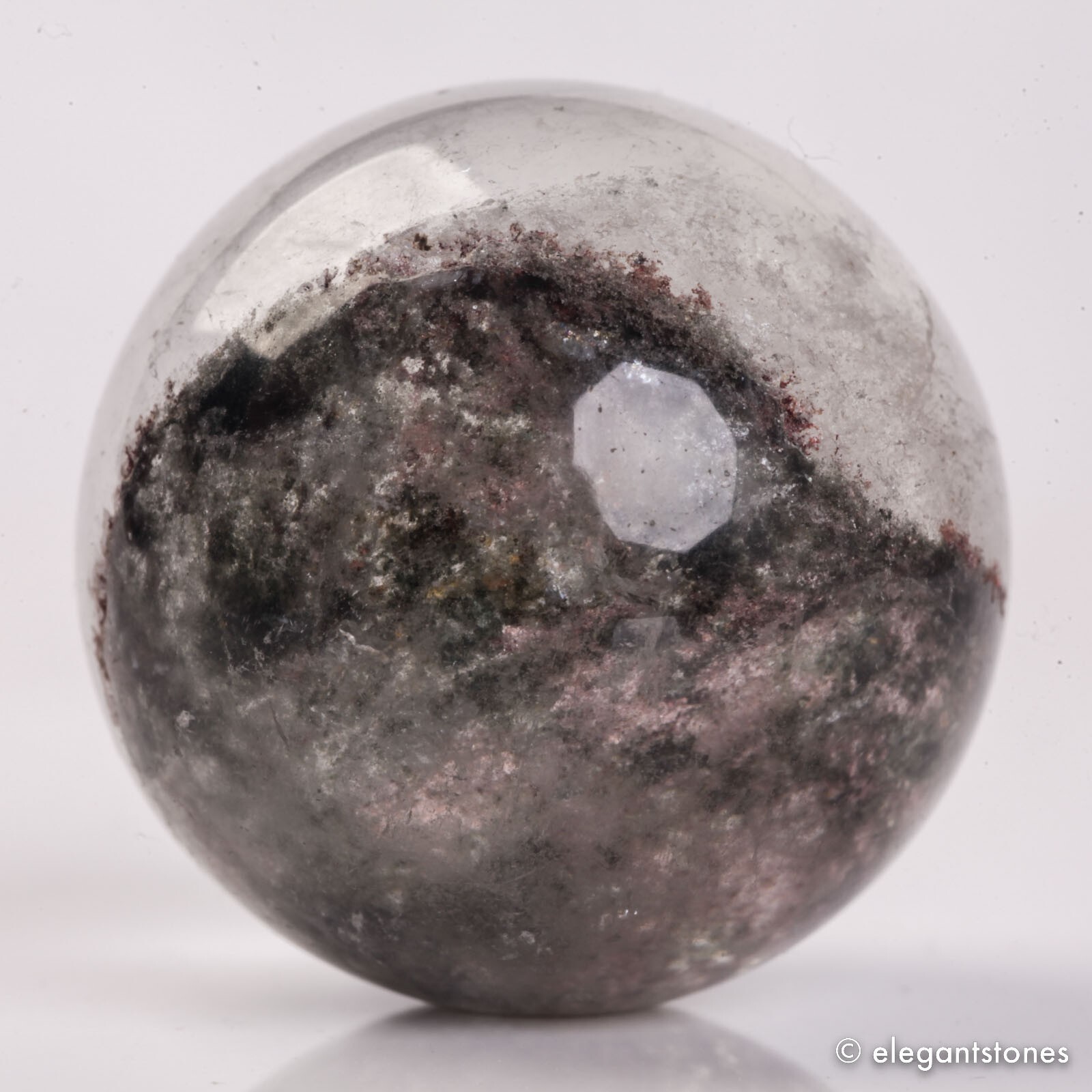 56g34mm Natural Garden/Phantom/Ghost/Lodolite Quartz Crystal Sphere Healing Ball