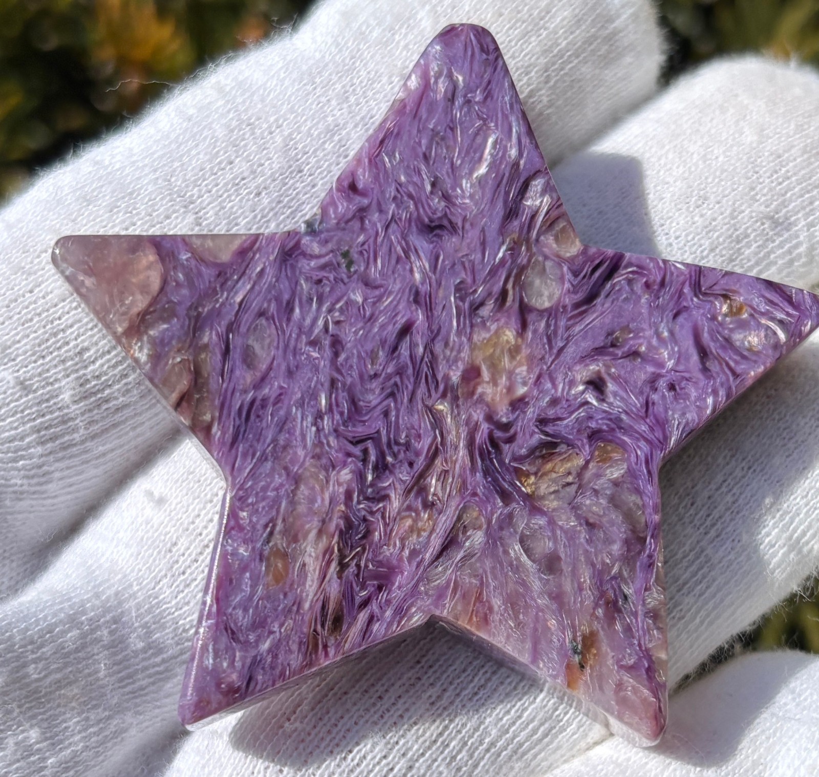 USA SALE 61g LOT 2 CHAROITE STARS STAR PALMSTONES PALMSTONE Palm Stone Stones