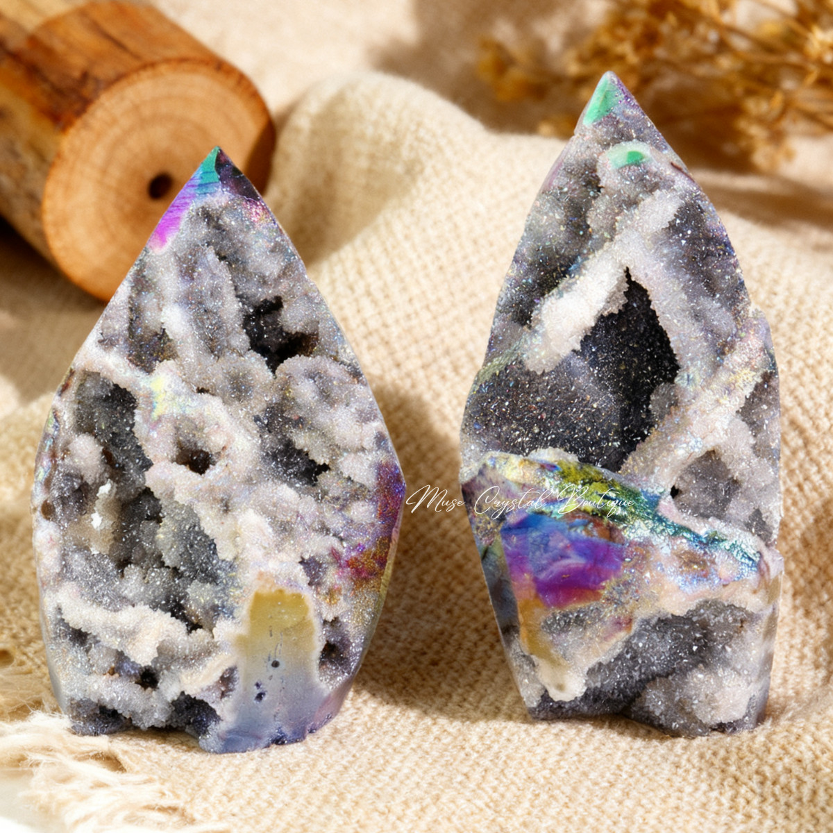Angel Aura Sphalerite Druzy Tower Crystal Geode Decor Mineral Specimen Gift